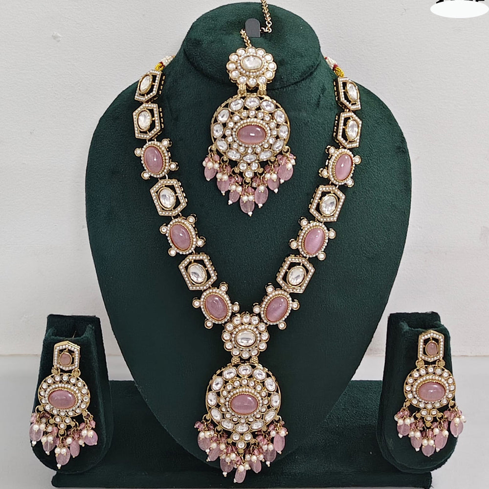 Rajwadi Collection Timeless Grace Crystal Stone And Pearl Necklace Set