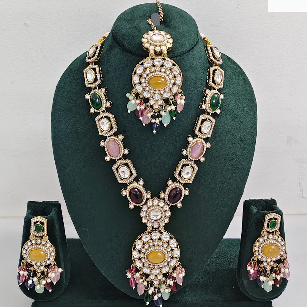 Rajwadi Collection Timeless Grace Crystal Stone And Pearl Necklace Set
