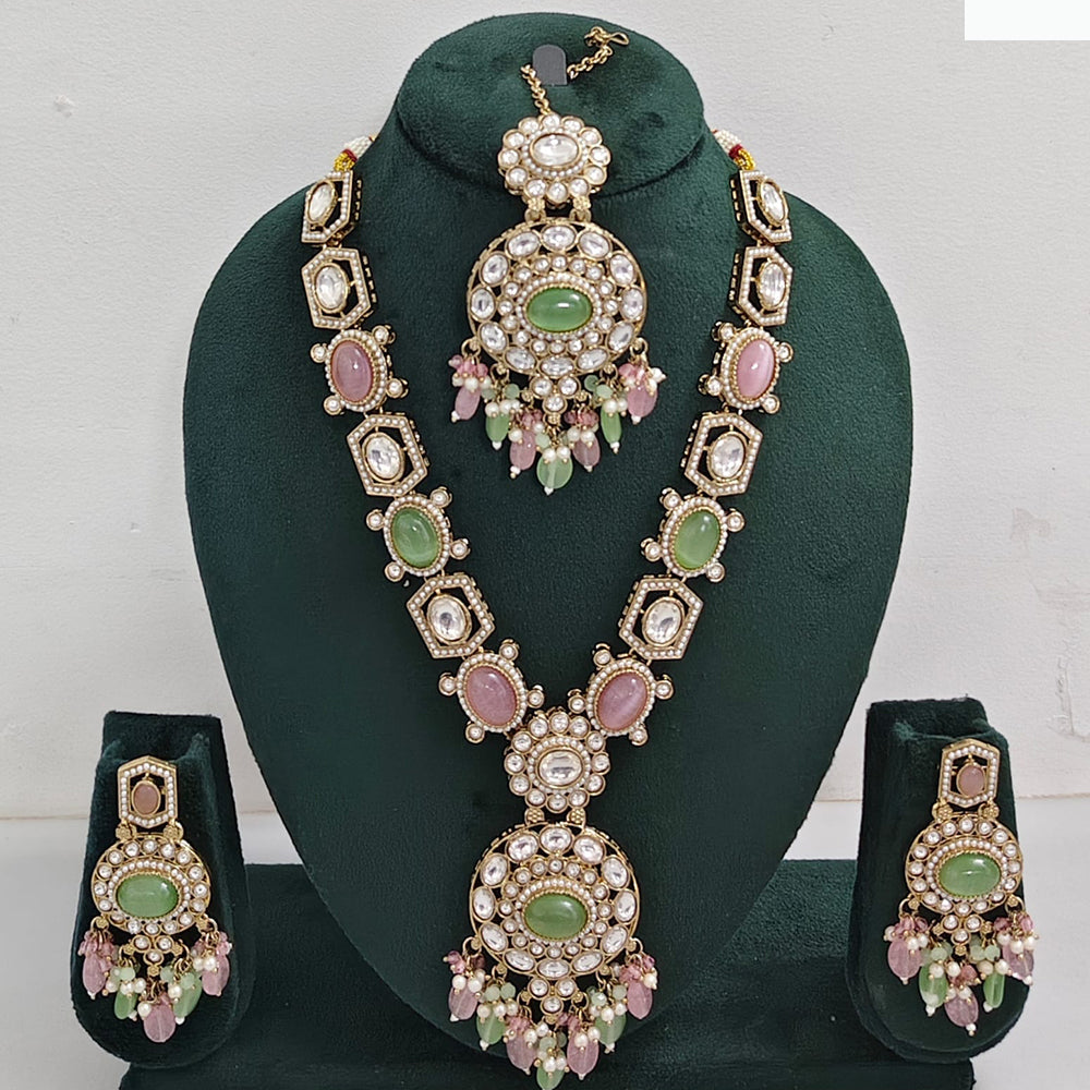 Rajwadi Collection Timeless Grace Crystal Stone And Pearl Necklace Set