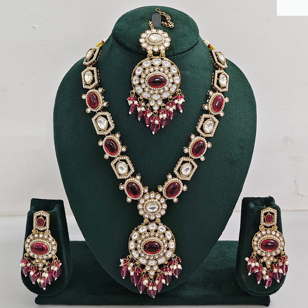 Rajwadi Collection Timeless Grace Crystal Stone And Pearl Necklace Set