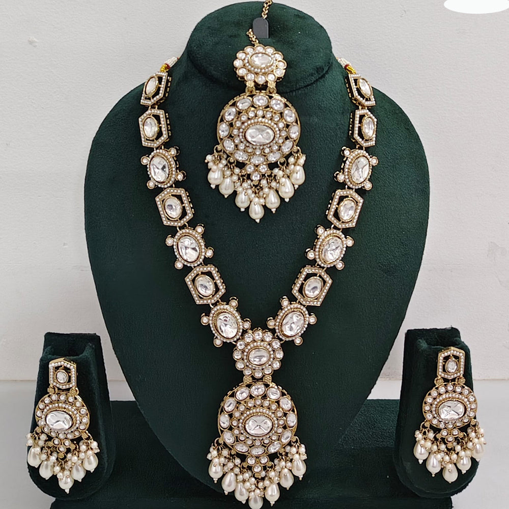 Rajwadi Collection Timeless Grace Crystal Stone And Pearl Necklace Set