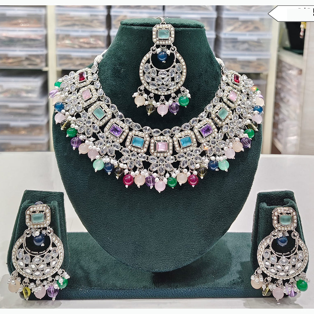Rajwadi Collection Timeless Grace Crystal Stone And Pearl Necklace Set