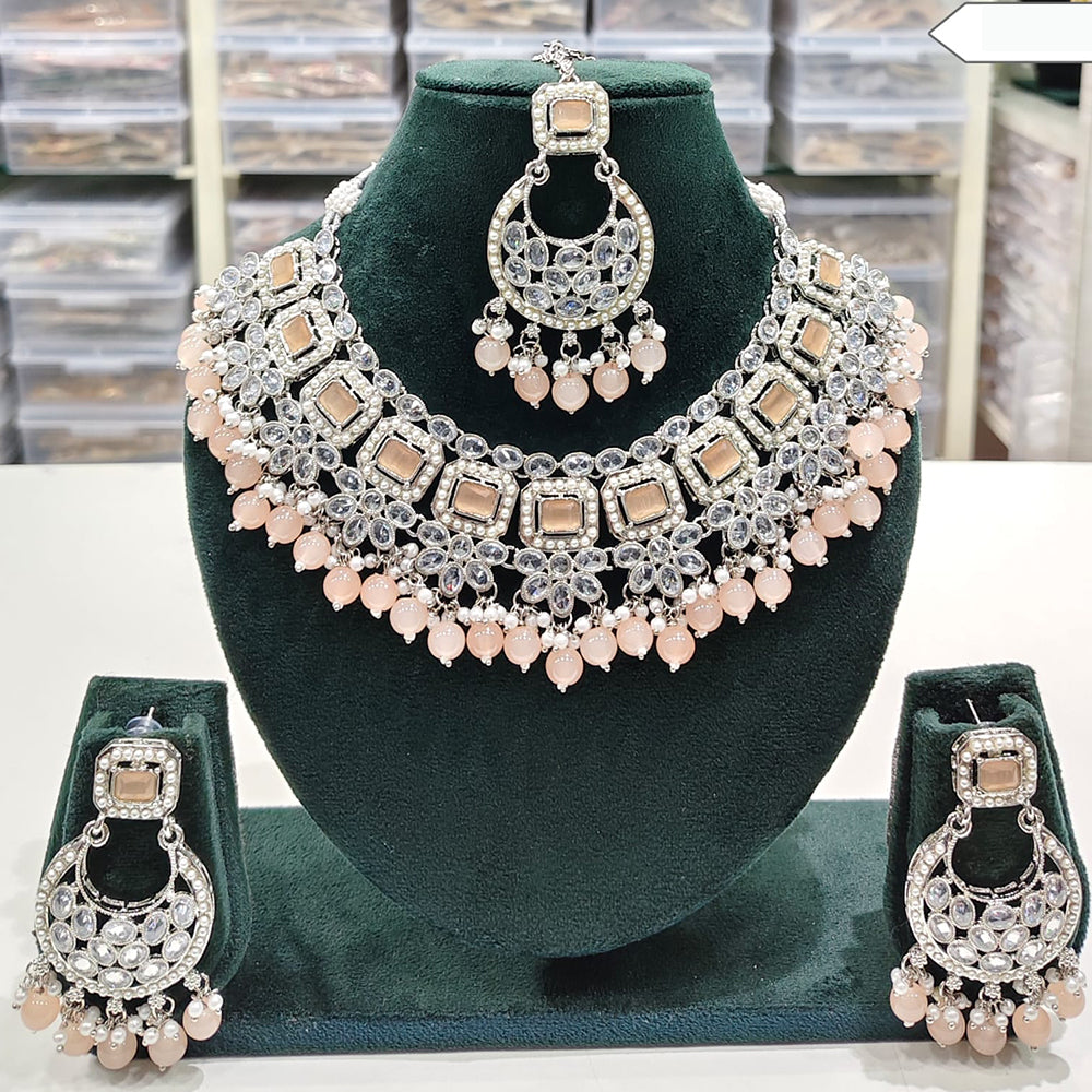 Rajwadi Collection Timeless Grace Crystal Stone And Pearl Necklace Set