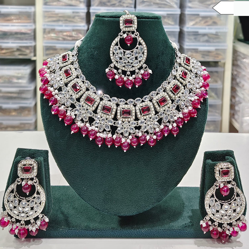 Rajwadi Collection Timeless Grace Crystal Stone And Pearl Necklace Set
