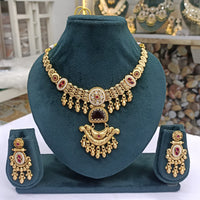 Rajwadi Collection Royal Elegance Pota Stone And Pearls Necklace Set