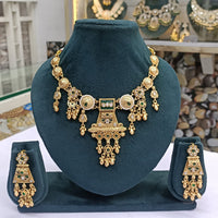 Rajwadi Collection Royal Elegance Pota Stone And Pearls Necklace Set
