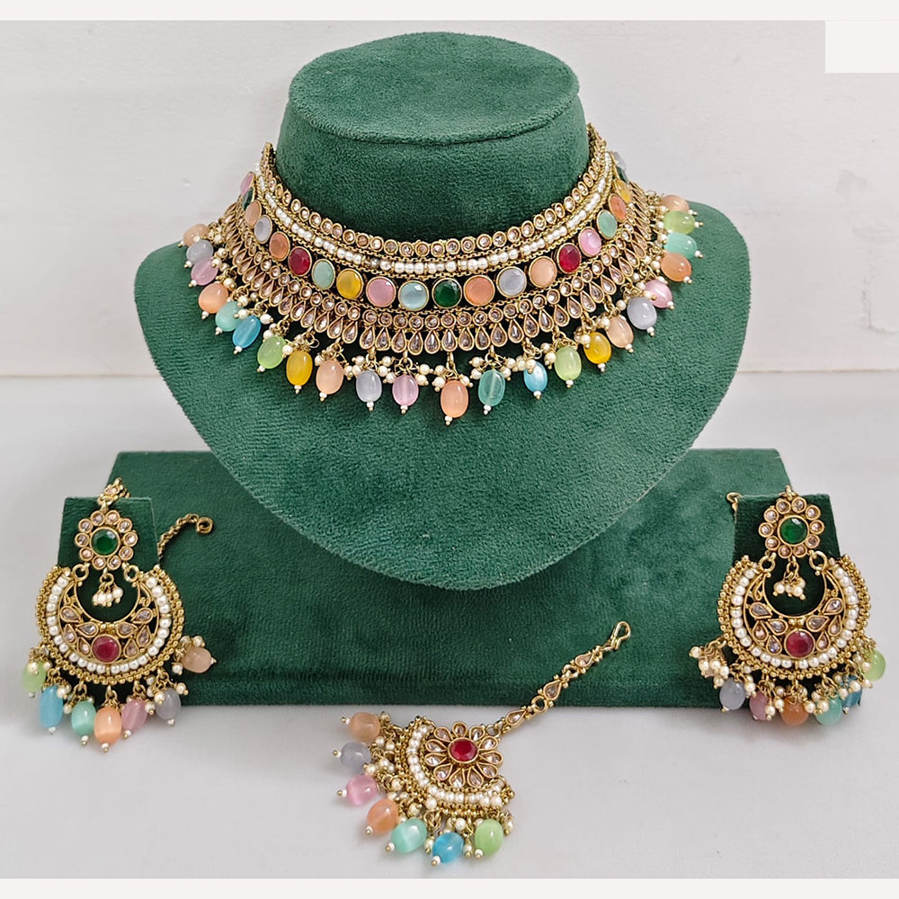 Rajwadi Collection Timeless Grace Crystal Stone And Pearl Necklace Set