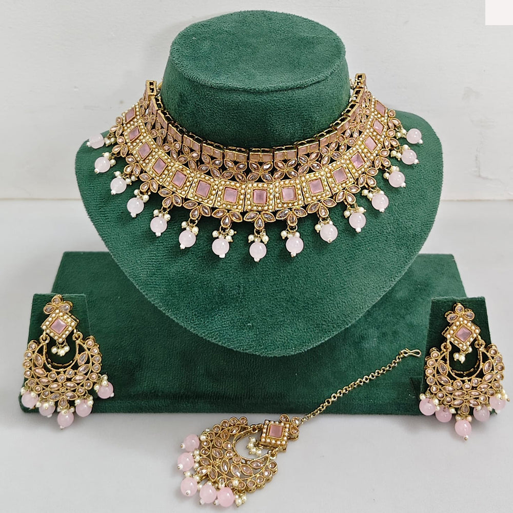 Rajwadi Collection Timeless Grace Crystal Stone And Pearl Necklace Set