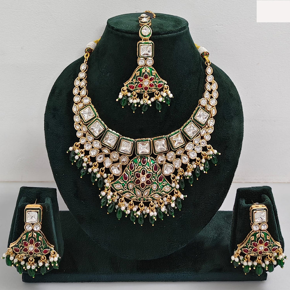 Rajwadi Collection Timeless Grace Crystal Stone And Pearl Necklace Set