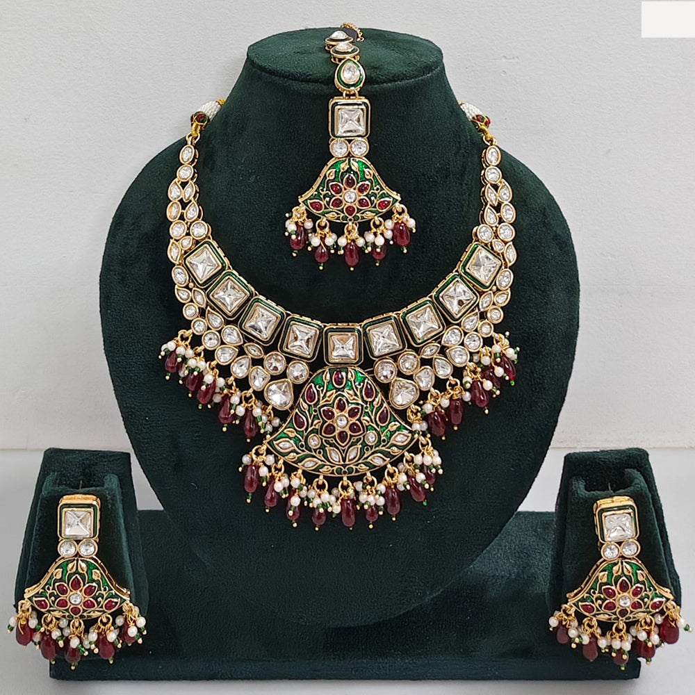 Rajwadi Collection Timeless Grace Crystal Stone And Pearl Necklace Set