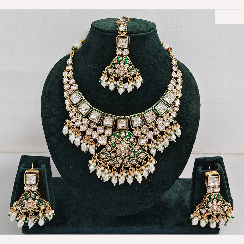 Rajwadi Collection Timeless Grace Crystal Stone And Pearl Necklace Set