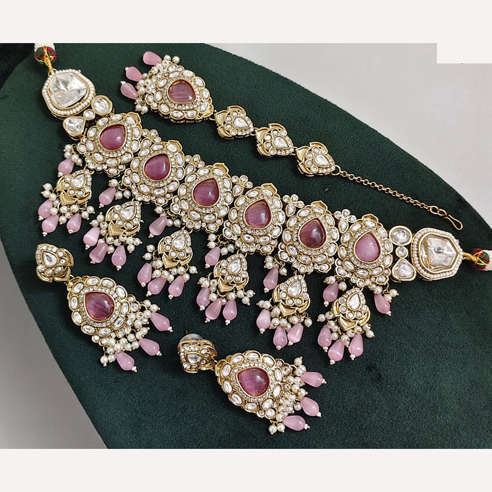 Rajwadi Collection Timeless Grace Crystal Stone And Pearl Necklace Set