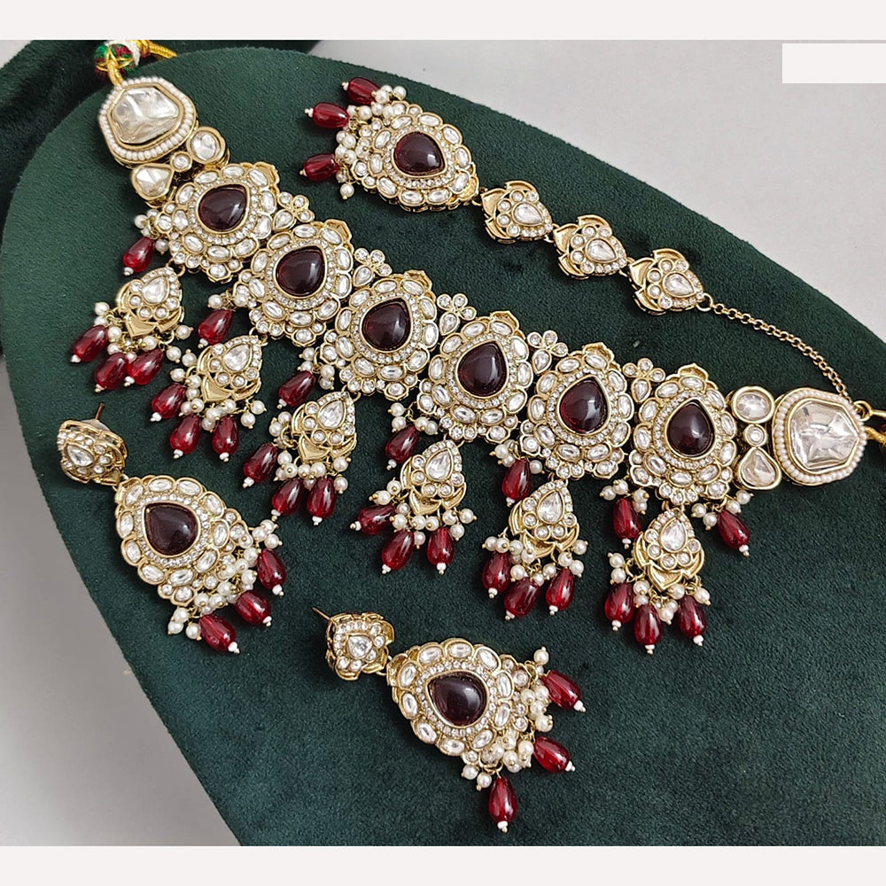 Rajwadi Collection Timeless Grace Crystal Stone And Pearl Necklace Set