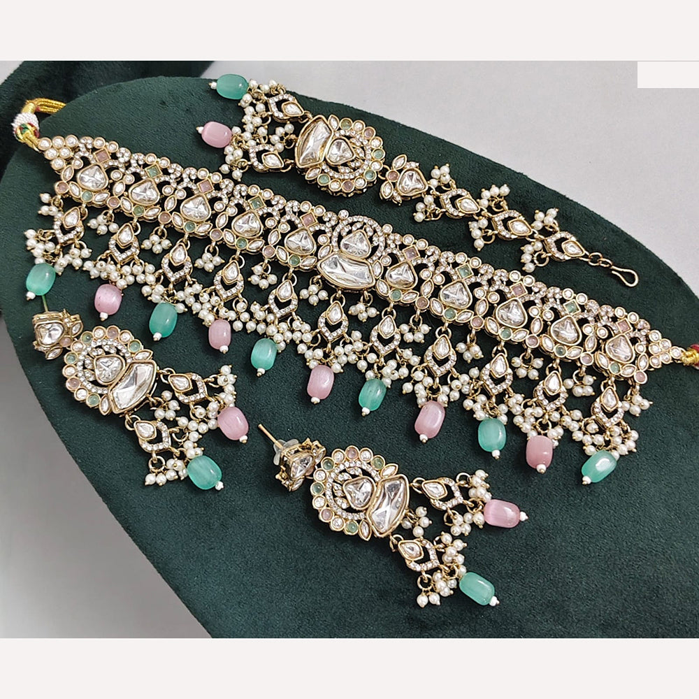 Rajwadi Collection Royal Heritage Crystal Stone And Pearl Necklace Set