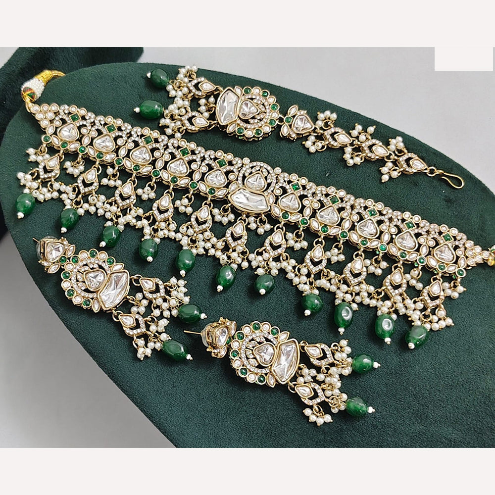 Rajwadi Collection Royal Heritage Crystal Stone And Pearl Necklace Set
