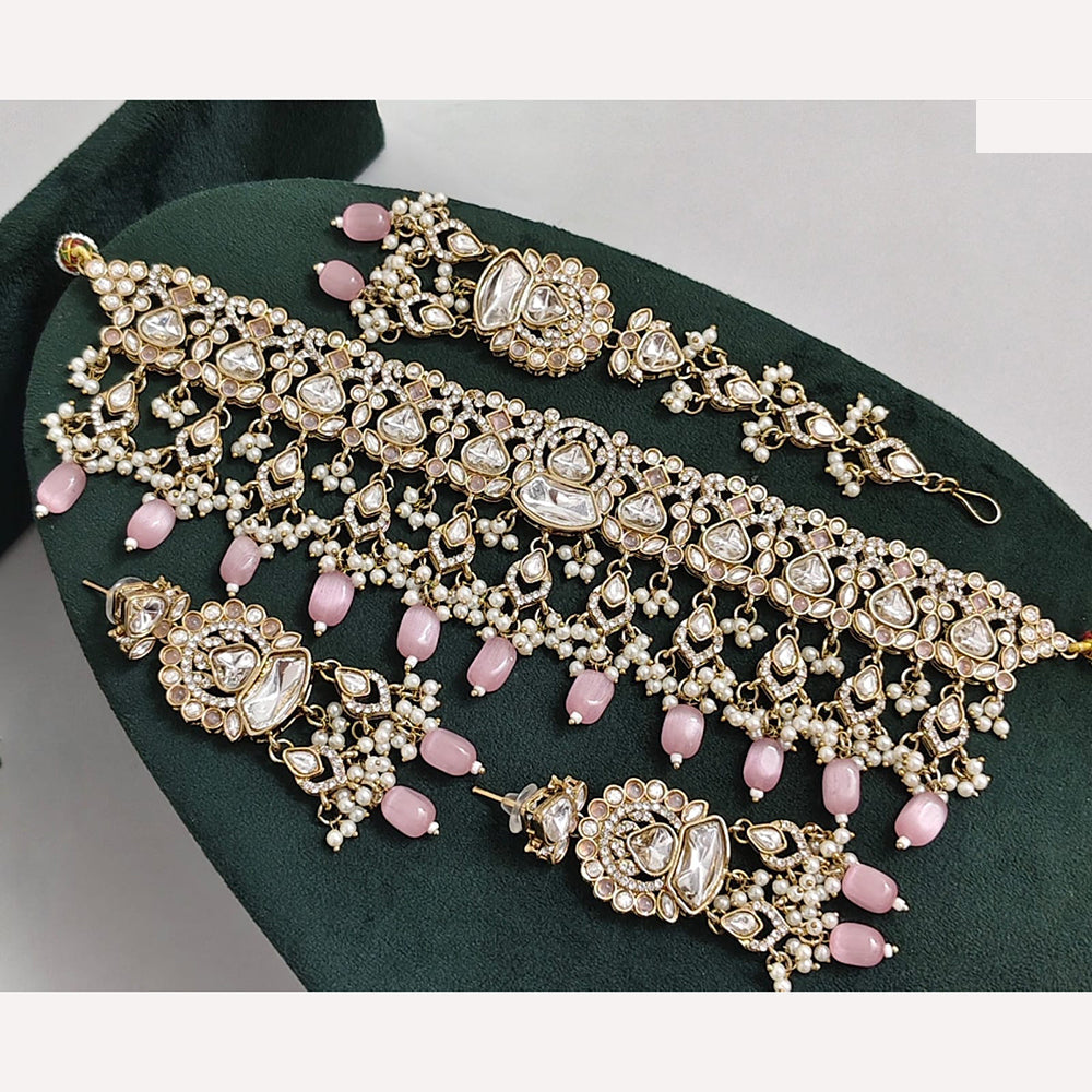 Rajwadi Collection Royal Heritage Crystal Stone And Pearl Necklace Set