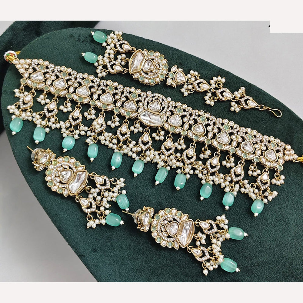 Rajwadi Collection Royal Heritage Crystal Stone And Pearl Necklace Set