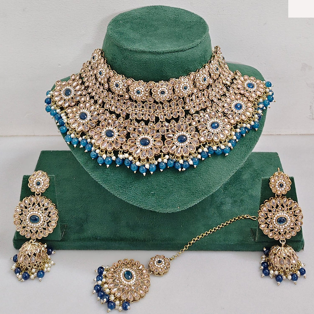 Rajwadi Collection Royal Heritage Crystal Stone And Pearl Necklace Set