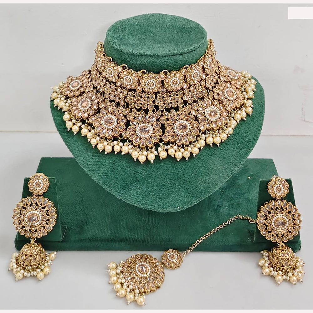 Rajwadi Collection Royal Heritage Crystal Stone And Pearl Necklace Set
