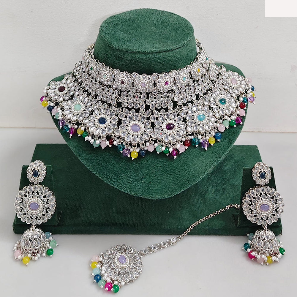 Rajwadi Collection Royal Heritage Crystal Stone And Pearl Necklace Set
