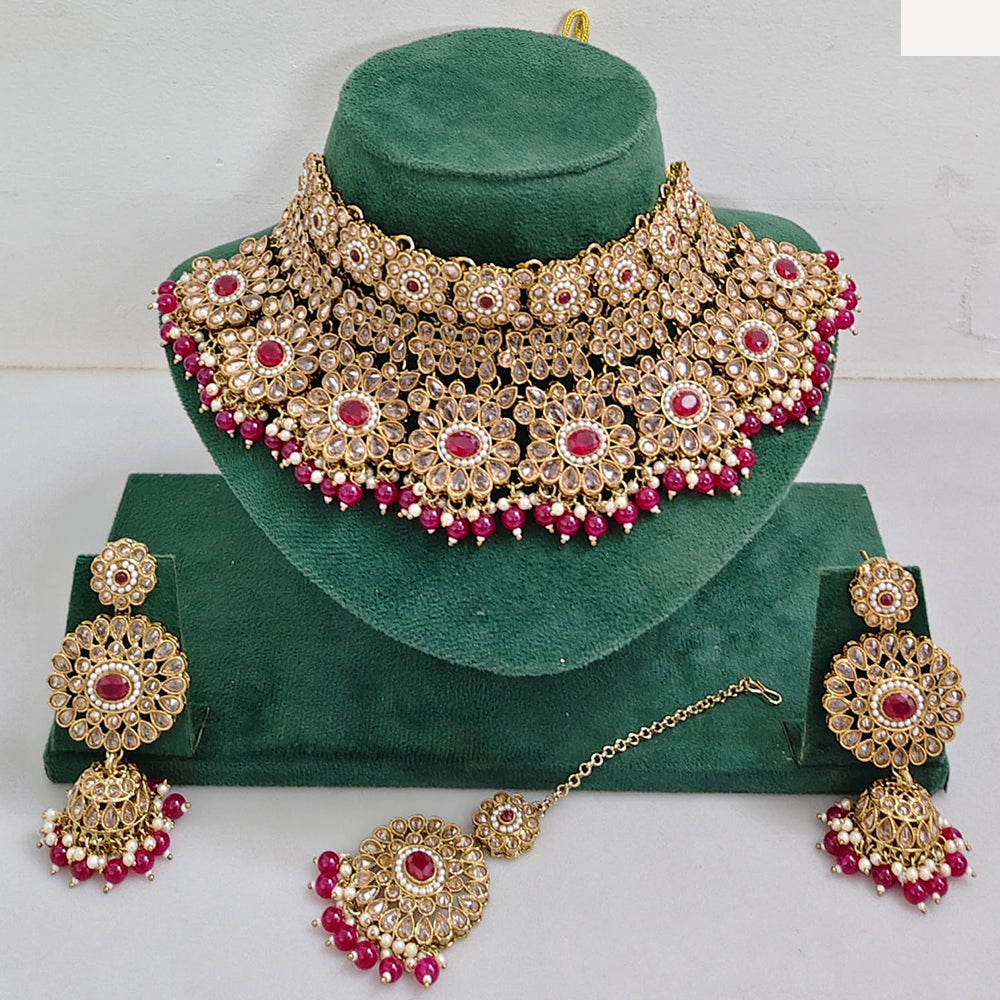 Rajwadi Collection Royal Heritage Crystal Stone And Pearl Necklace Set