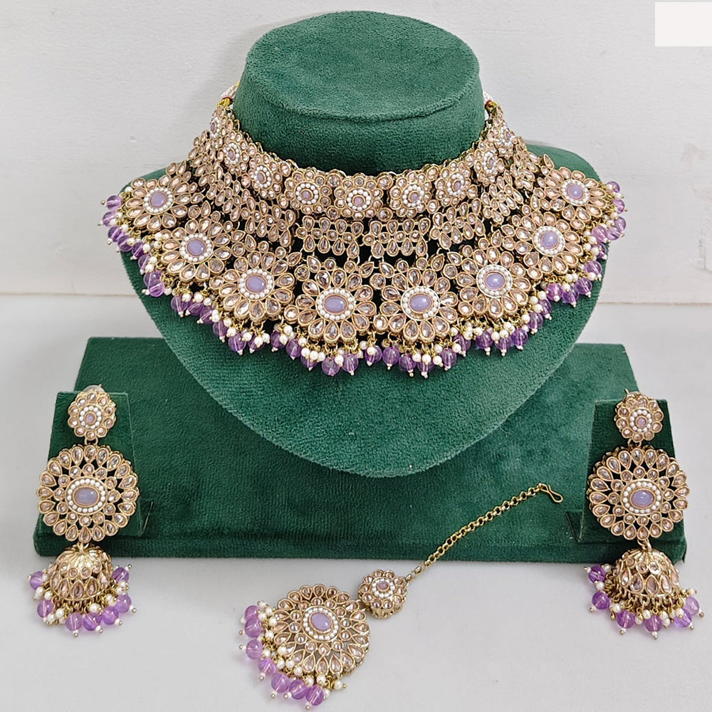 Rajwadi Collection Royal Heritage Crystal Stone And Pearl Necklace Set