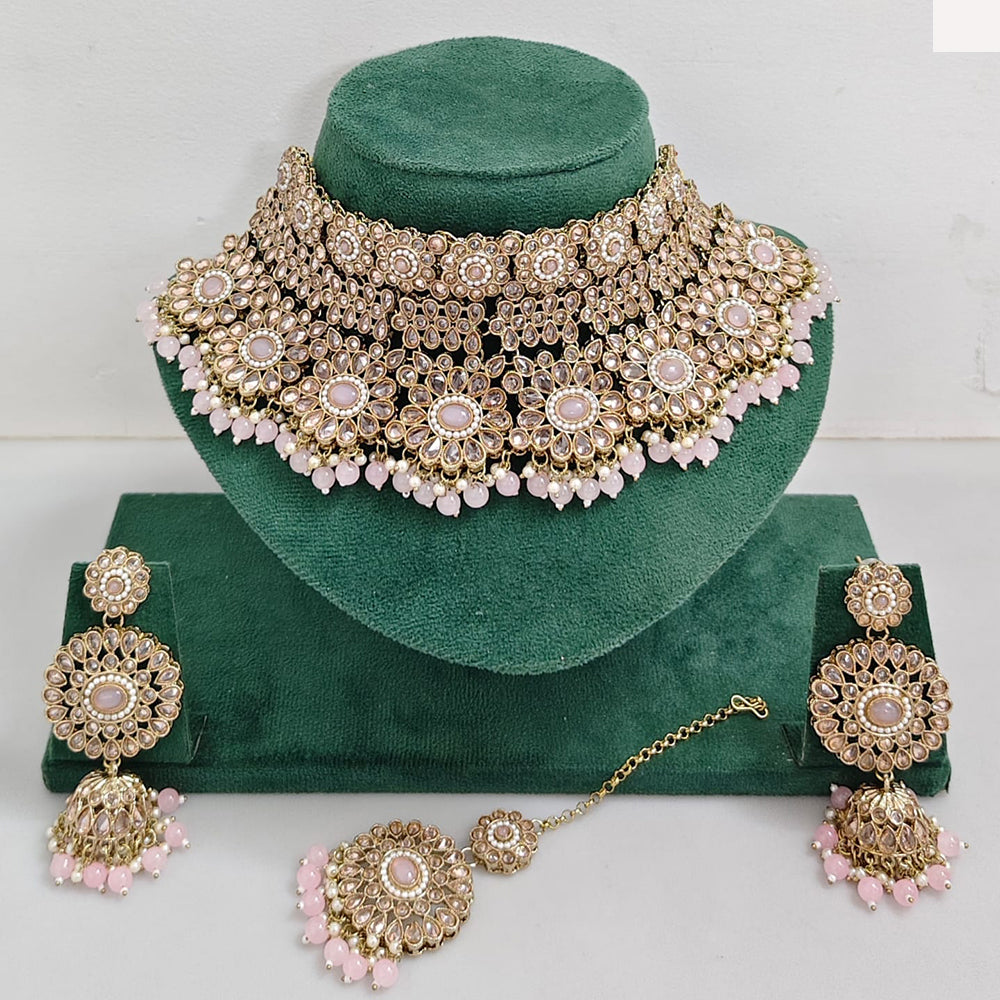 Rajwadi Collection Royal Heritage Crystal Stone And Pearl Necklace Set