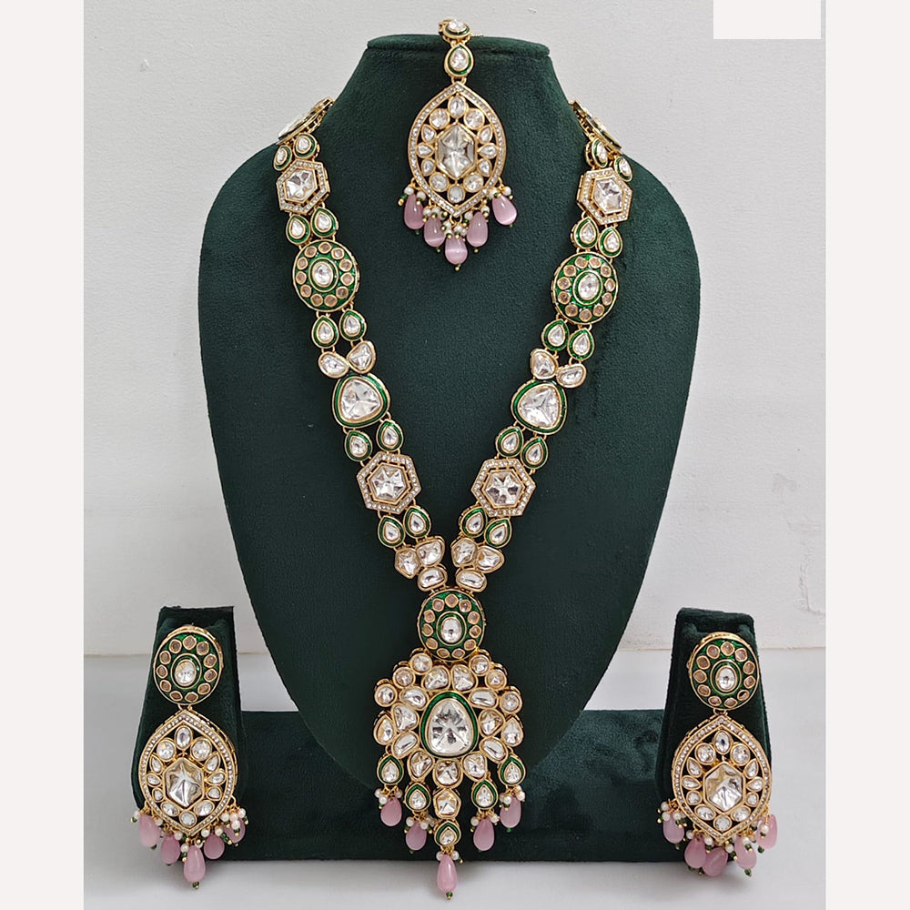 Rajwadi Collection Royal Heritage Crystal Stone And Pearl Necklace Set