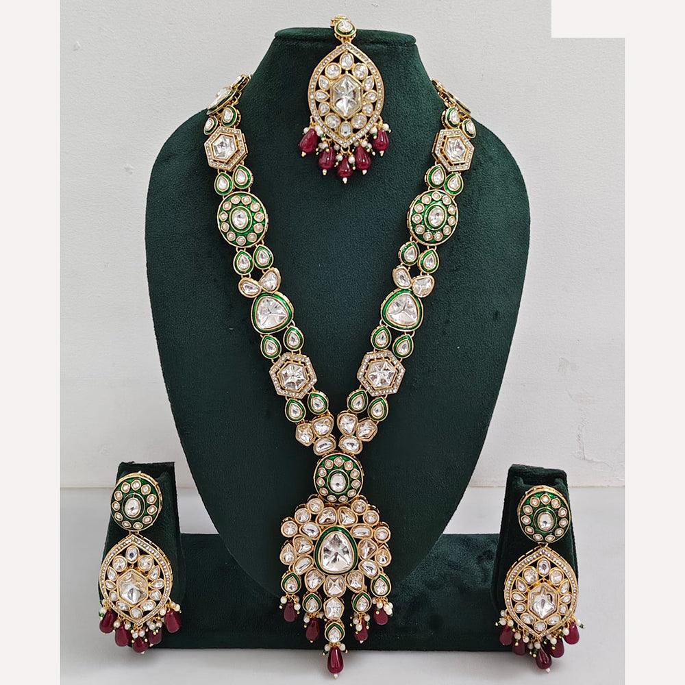 Rajwadi Collection Royal Heritage Crystal Stone And Pearl Necklace Set