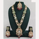 Rajwadi Collection Royal Heritage Crystal Stone And Pearl Necklace Set