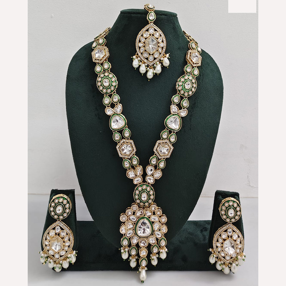 Rajwadi Collection Royal Heritage Crystal Stone And Pearl Necklace Set