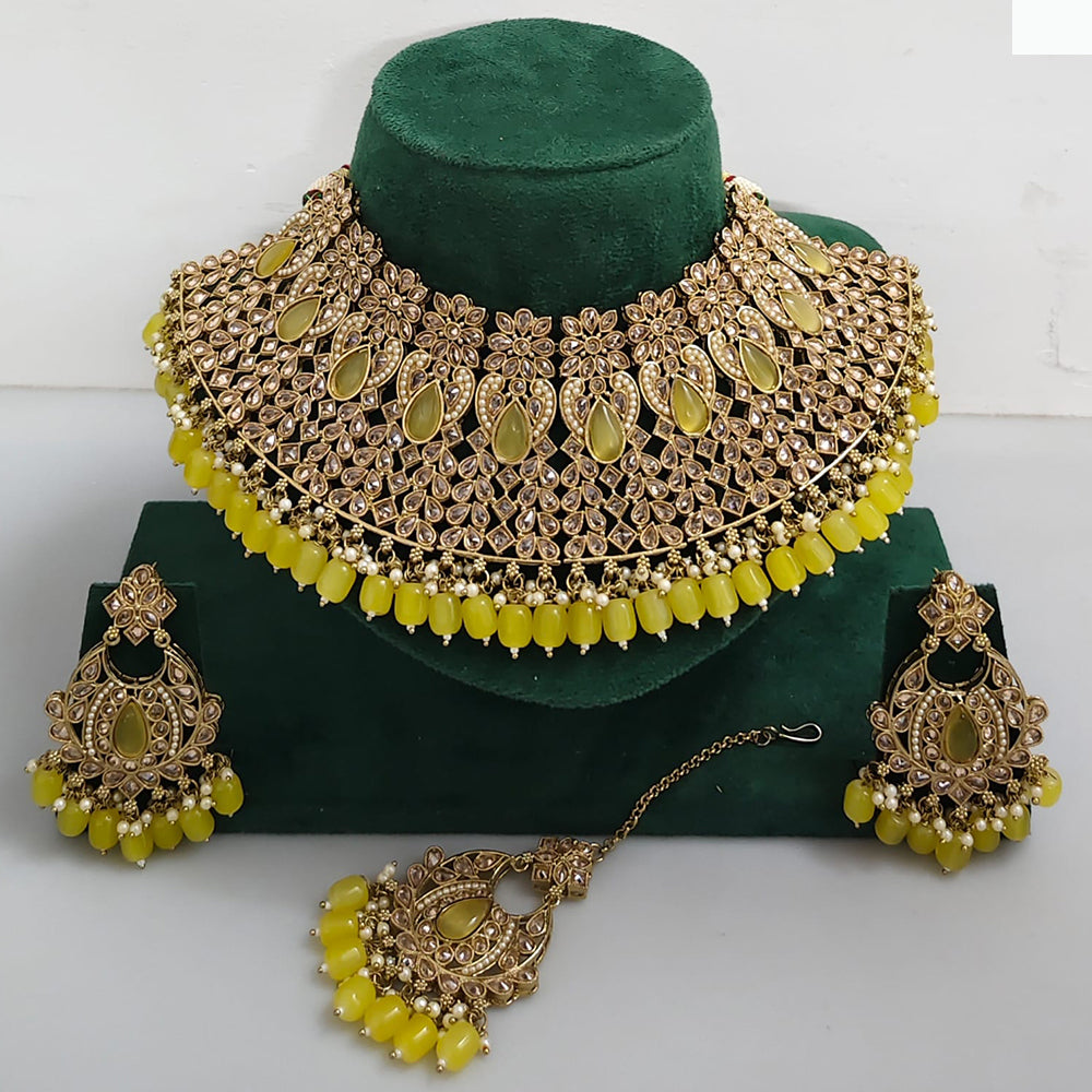 Rajwadi Collection Royal Heritage Crystal Stone And Pearl Necklace Set