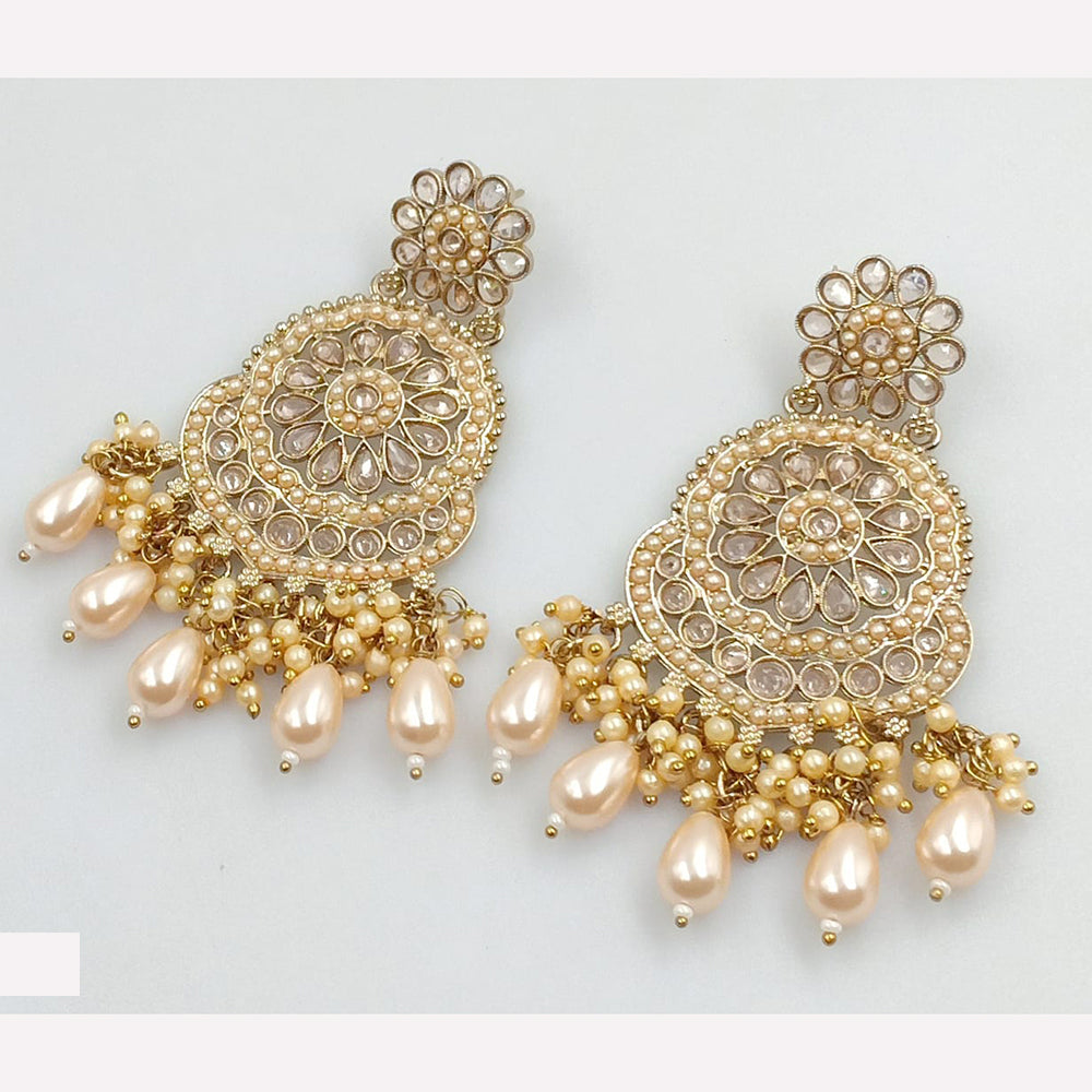 Rajwadi Collection Sparkling Crystal And Beads Statement Dangler Earrings