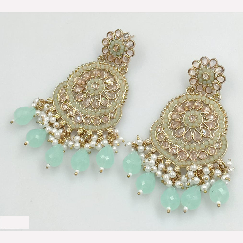 Rajwadi Collection Sparkling Crystal And Beads Statement Dangler Earrings