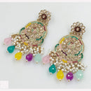 Rajwadi Collection Sparkling Crystal And Beads Statement Dangler Earrings