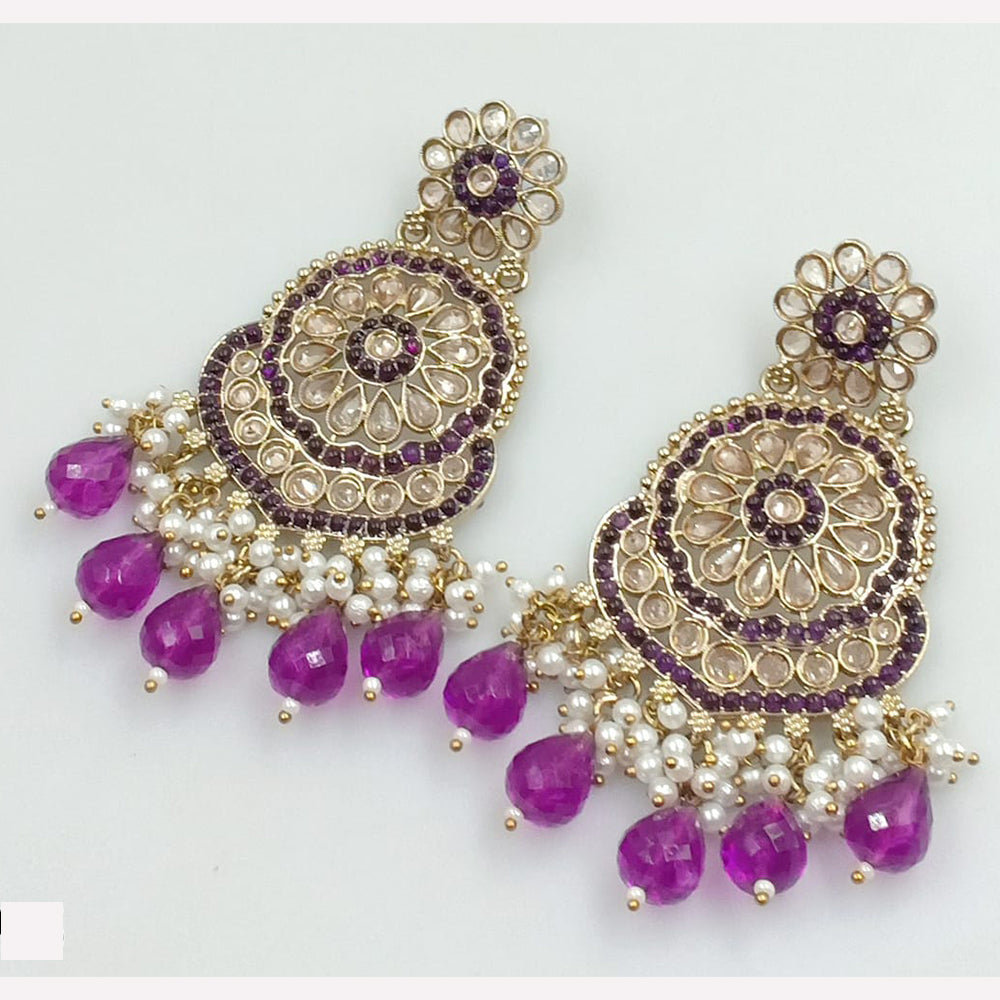 Rajwadi Collection Sparkling Crystal And Beads Statement Dangler Earrings