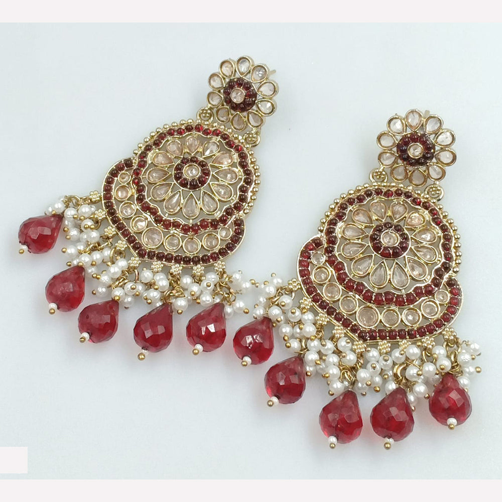 Rajwadi Collection Sparkling Crystal And Beads Statement Dangler Earrings