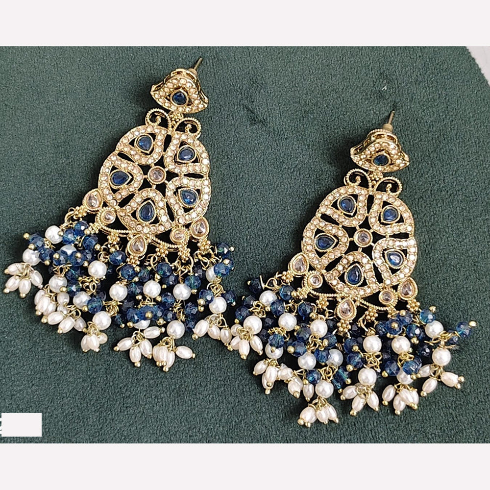 Rajwadi Collection Sparkling Crystal And Beads Statement Dangler Earrings