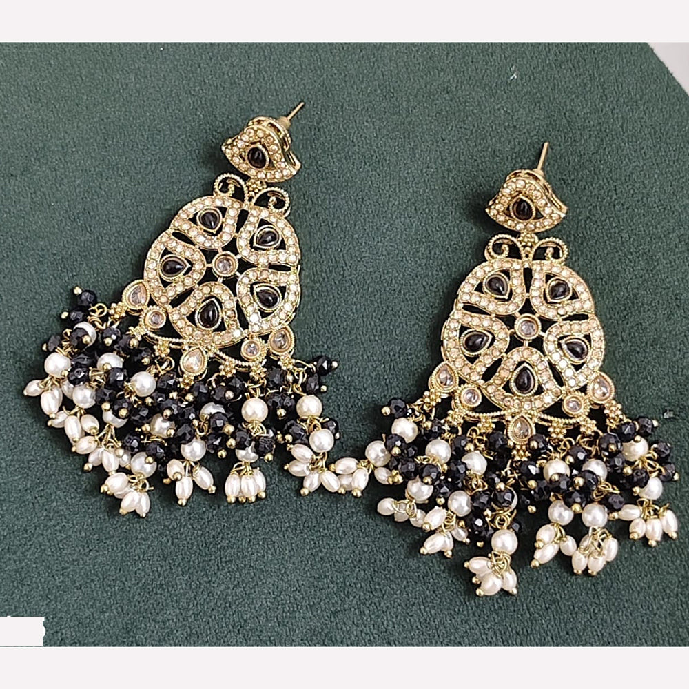 Rajwadi Collection Sparkling Crystal And Beads Statement Dangler Earrings