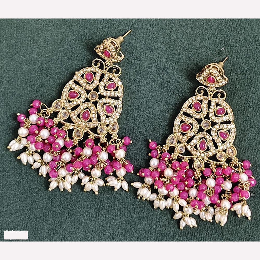 Rajwadi Collection Sparkling Crystal And Beads Statement Dangler Earrings