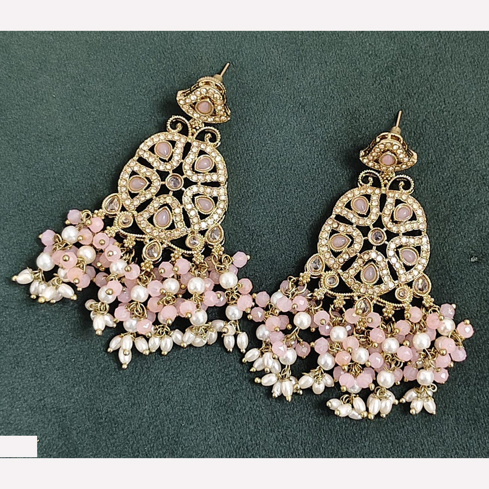 Rajwadi Collection Sparkling Crystal And Beads Statement Dangler Earrings