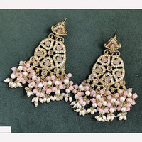 Rajwadi Collection Sparkling Crystal And Beads Statement Dangler Earrings