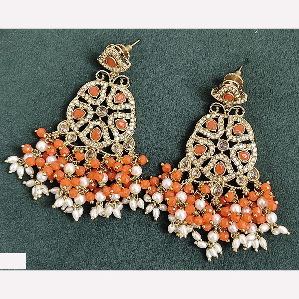 Rajwadi Collection Sparkling Crystal And Beads Statement Dangler Earrings