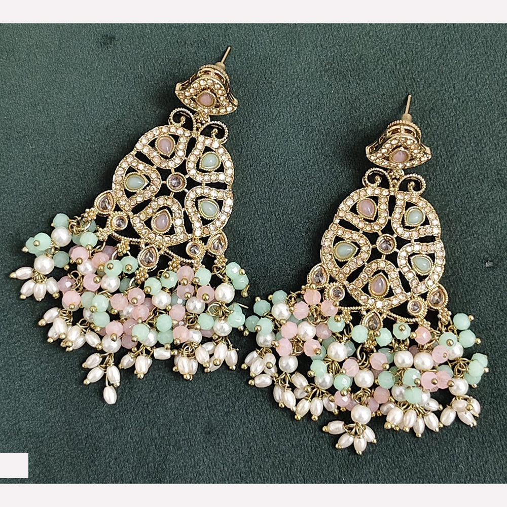 Rajwadi Collection Sparkling Crystal And Beads Statement Dangler Earrings