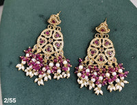 Rajwadi Collection Sparkling Crystal And Beads Statement Dangler Earrings