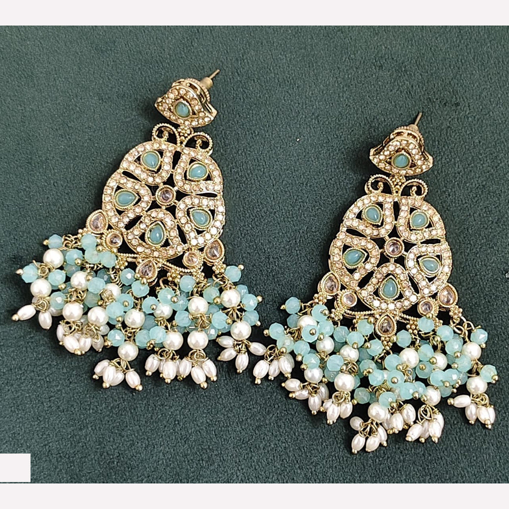 Rajwadi Collection Sparkling Crystal And Beads Statement Dangler Earrings