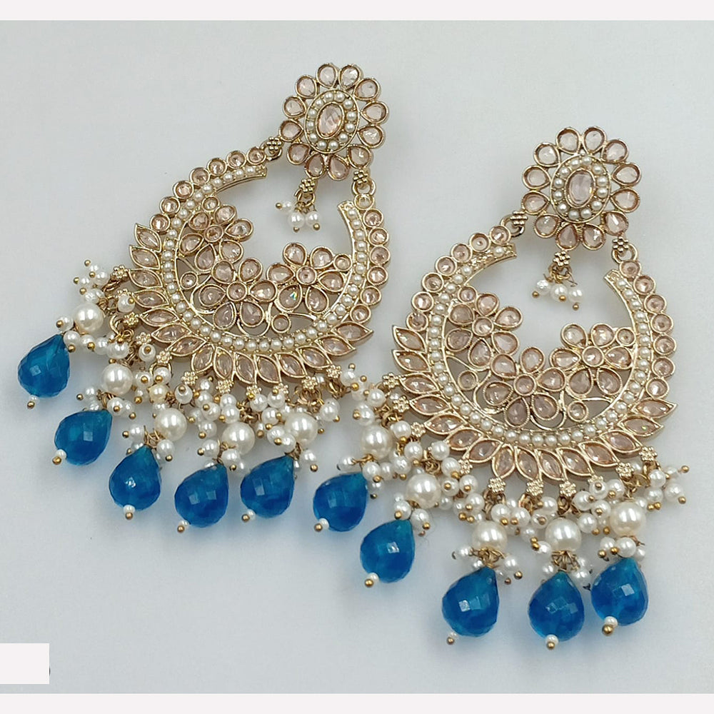 Rajwadi Collection Sparkling Crystal And Beads Statement Dangler Earrings