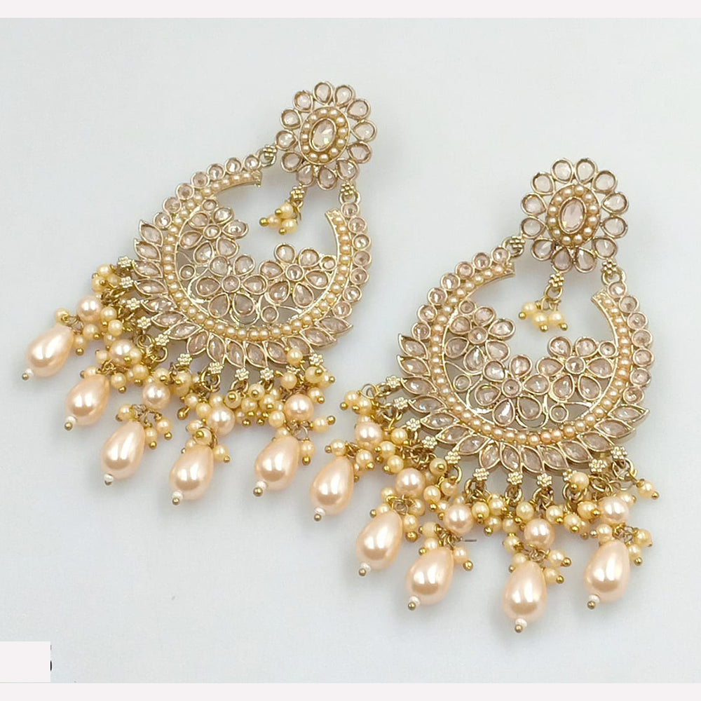 Rajwadi Collection Sparkling Crystal And Beads Statement Dangler Earrings