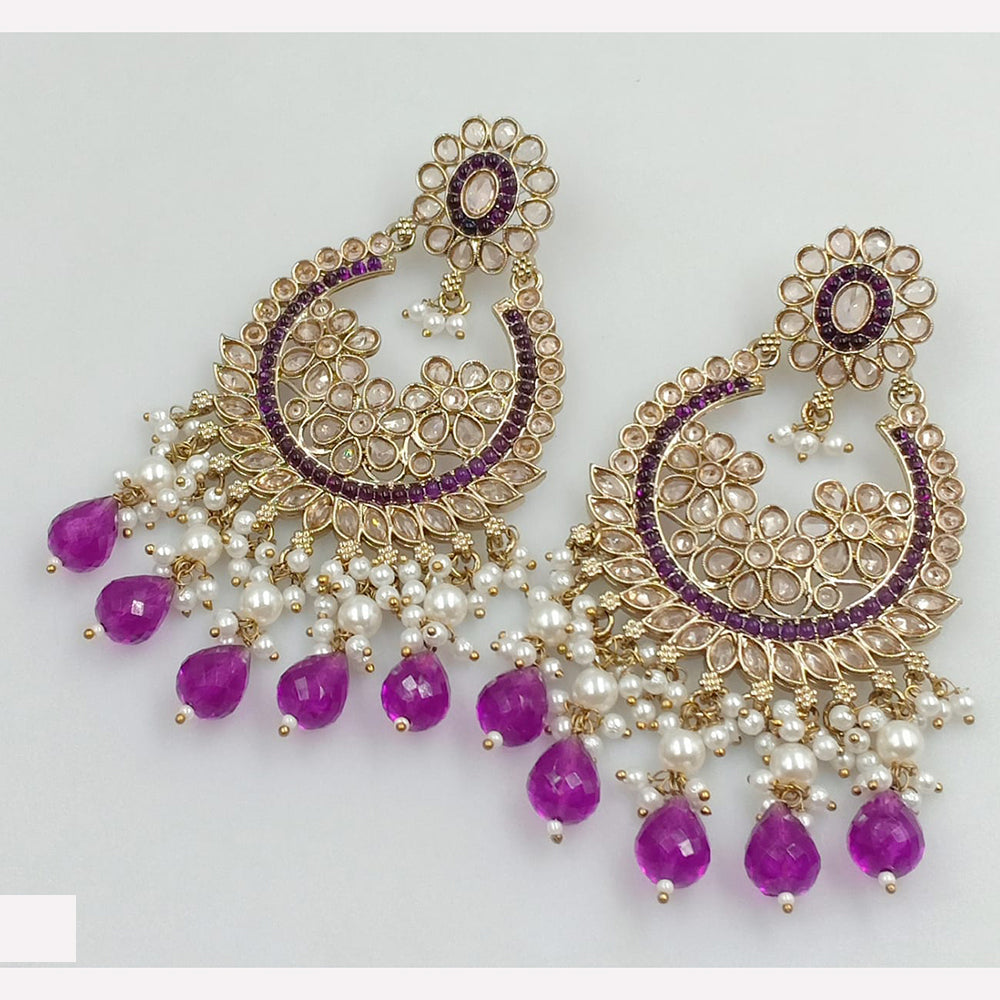 Rajwadi Collection Sparkling Crystal And Beads Statement Dangler Earrings