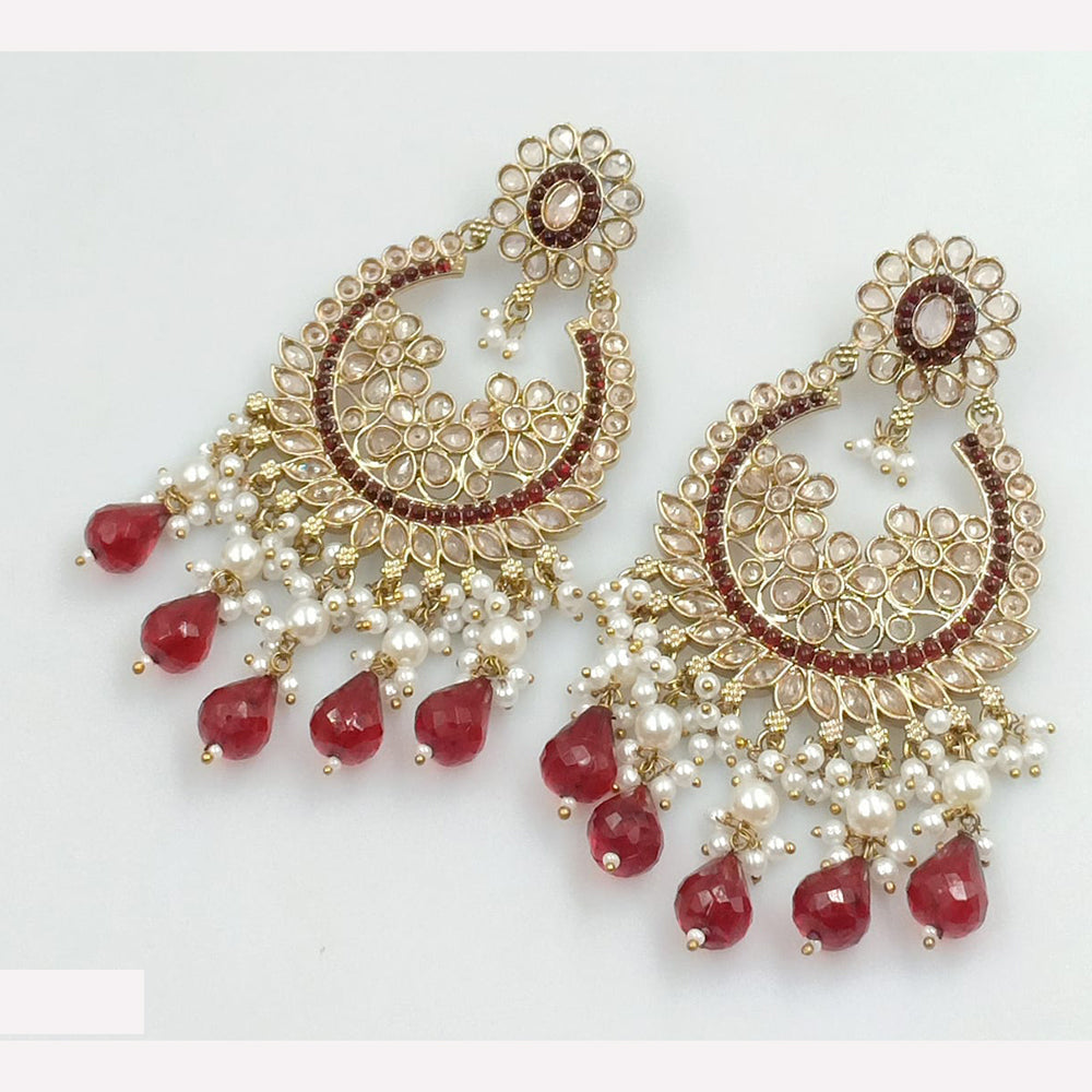 Rajwadi Collection Sparkling Crystal And Beads Statement Dangler Earrings